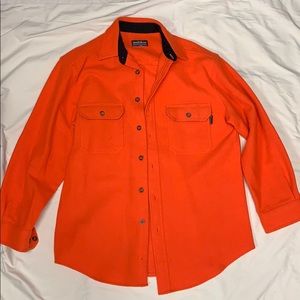 Woolrich Blaze Orange Wool Button Down Shirt